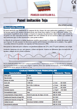 Imagen ficha técnica panel teja